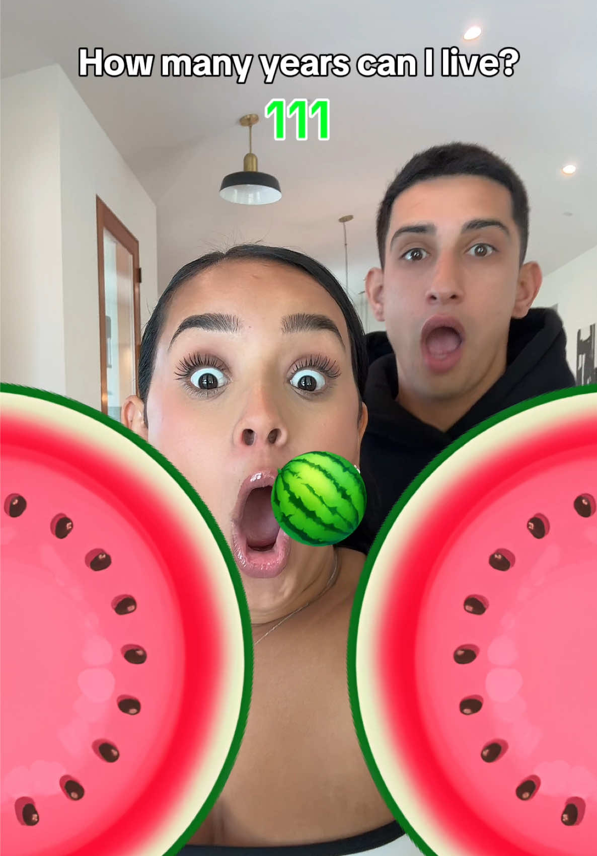A post by @isaacandandrea9 on TikTok caption: How many years will you live?😱 #fyp #viral #couple 