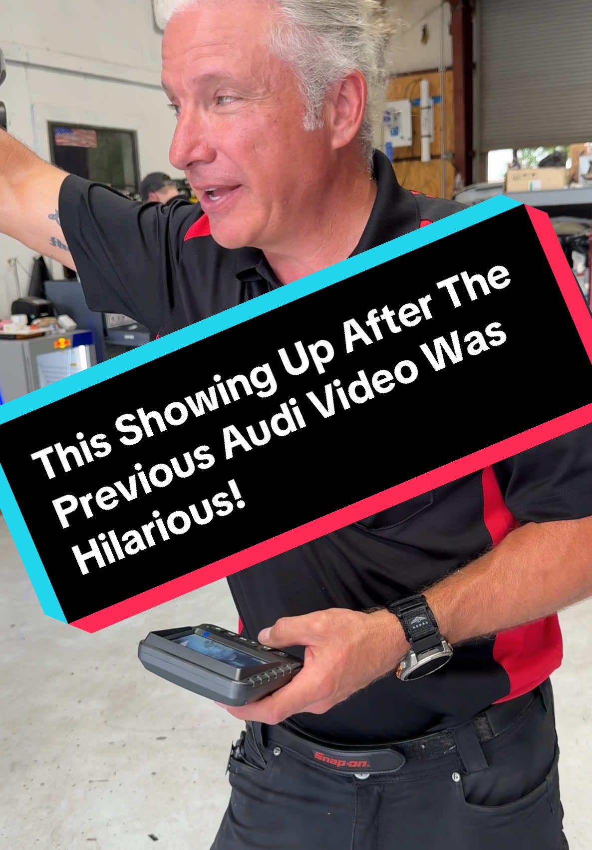 A post by @royaltyautoservice on TikTok caption: Replying to @thaticys7 what are the chances?! 😅 #audi #mechanic #automotive #DIY #viral #fyp #foryou #cartok #mechaniclife 