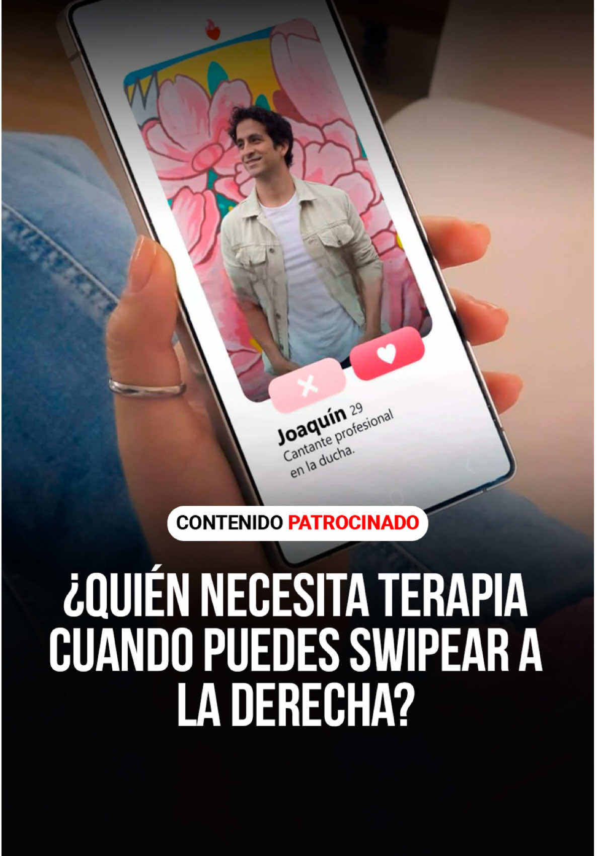 A post by @larepublica.pe on TikTok caption: ¿Quién necesita terapia cuando puedes swipear a la derecha? ¿Qué hará Luciana? Descúbrelo todos los jueves en Reiniciando el Amor por las redes oficiales de Samsung Perú. #EspacioContratado 