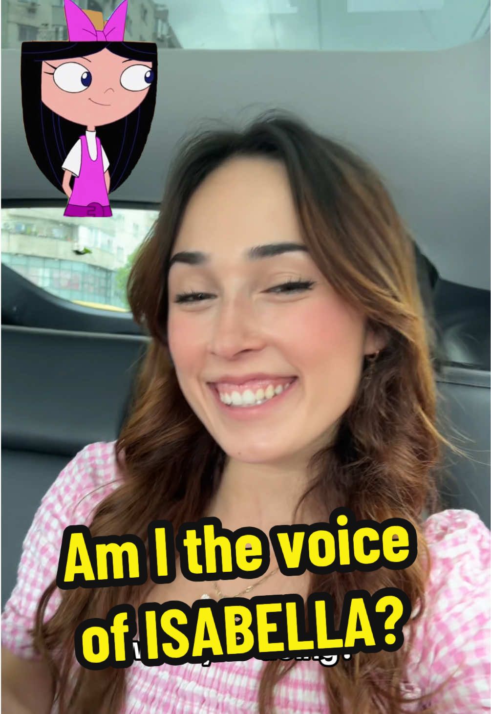 A post by @andragogan on TikTok caption: I am the voice of Isabella from @Phineas and Ferb in my language 🎬 Last time I dubbed her 10 years ago 😳 @Dan Povenmire @Disney Channel | Do you want to see part 2? #PhineasAndFerb #VoiceActor 