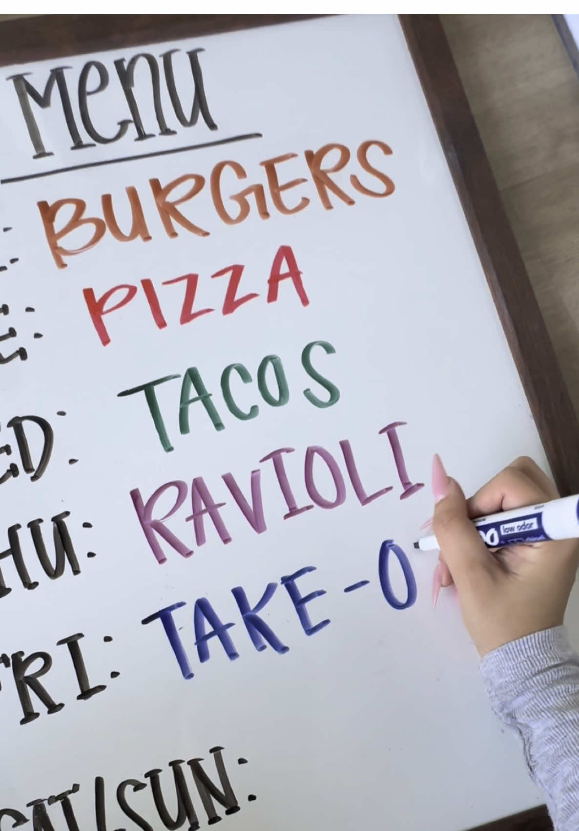 A post by @brianarxdriguez on TikTok caption: dinner board 🍽️ please tag @Kobi and tell him to hang my whiteboard so I can give the people july!!!!