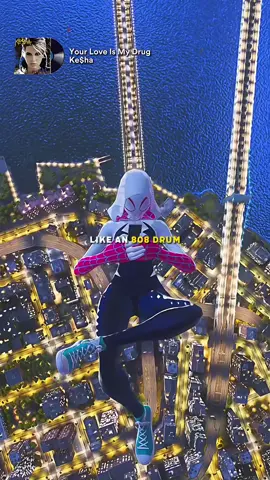 A post by @dolofx on TikTok caption: your love is my drug by @Kesha 💘 #spiderman #marvelsspiderman2 #music #kesha #whitegirlmusic #lyrics #asthetic #foryou #fyp 