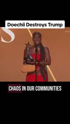 A post by @joshhelfgott on TikTok caption: Doechii stopped her speech to DESTROY Trump & ICE’s use of Military Force against U.S. Citizens. And she just gave me CHILLS👏🥶🔥