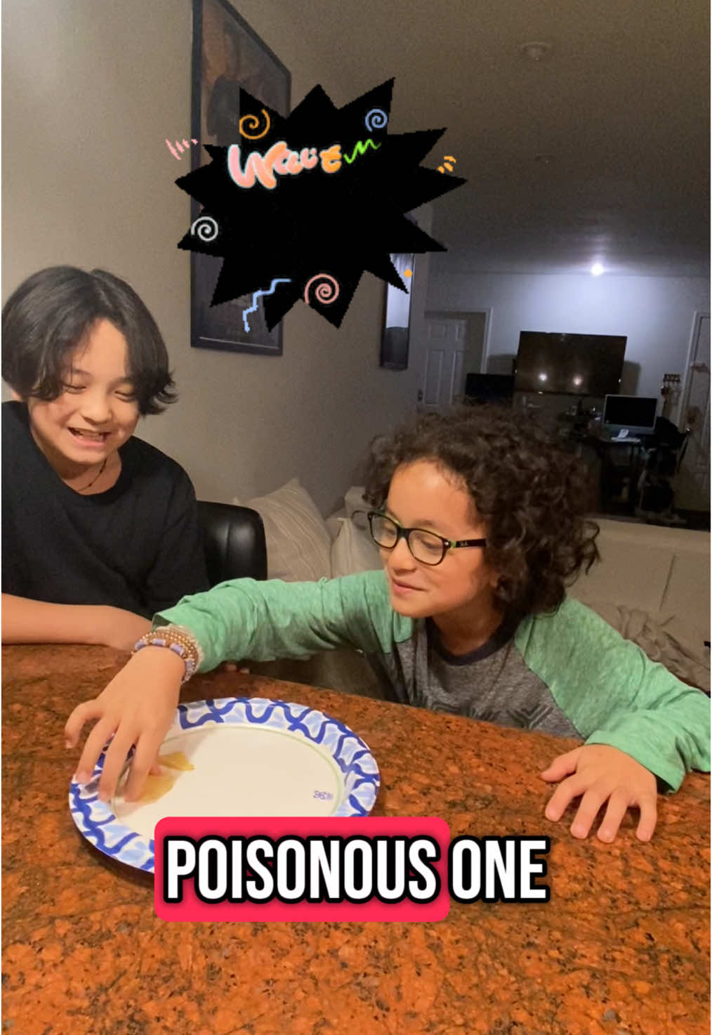 A post by @mztinale on TikTok caption: See what happens after they both chose the same poison  #posionchallenage #familyfun #GameNight #shluvfamily #itsjonathanle #justbabydaniel 