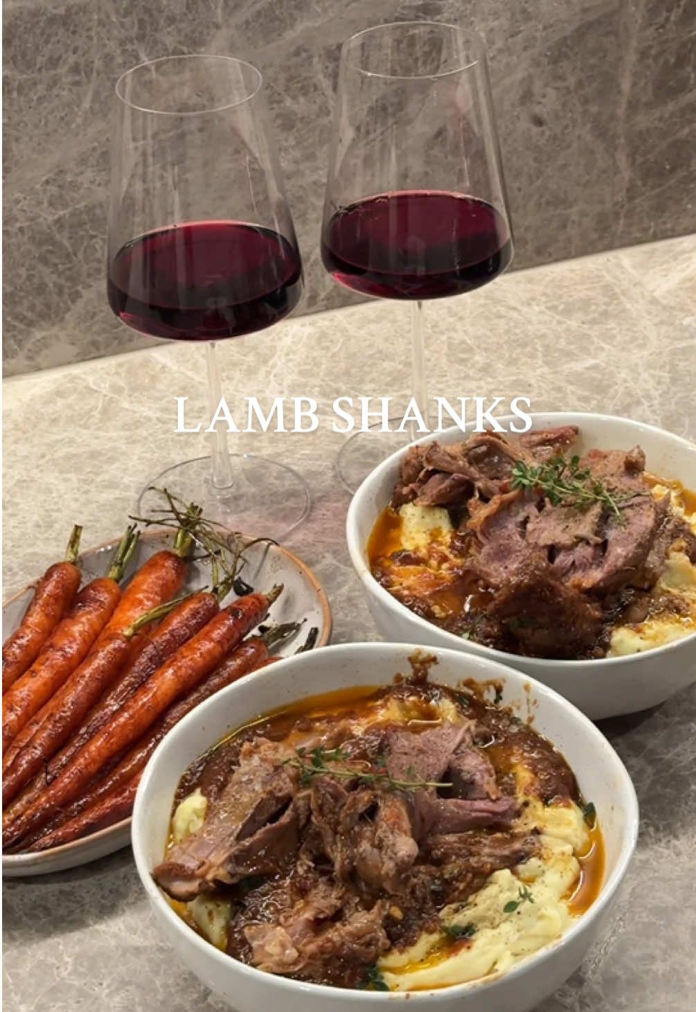 A post by @alissagriffiths on TikTok caption: Slow cooked lamb shanks. A perfect winter meal 🫶  . . . . . . . . . #cooking #cookwithme #lambshanks #lamb #lambshank #dinner #cookingtiktok #recipe #winterrecipes #dinnerideas #slowcooker #fyp #lambrecipe 