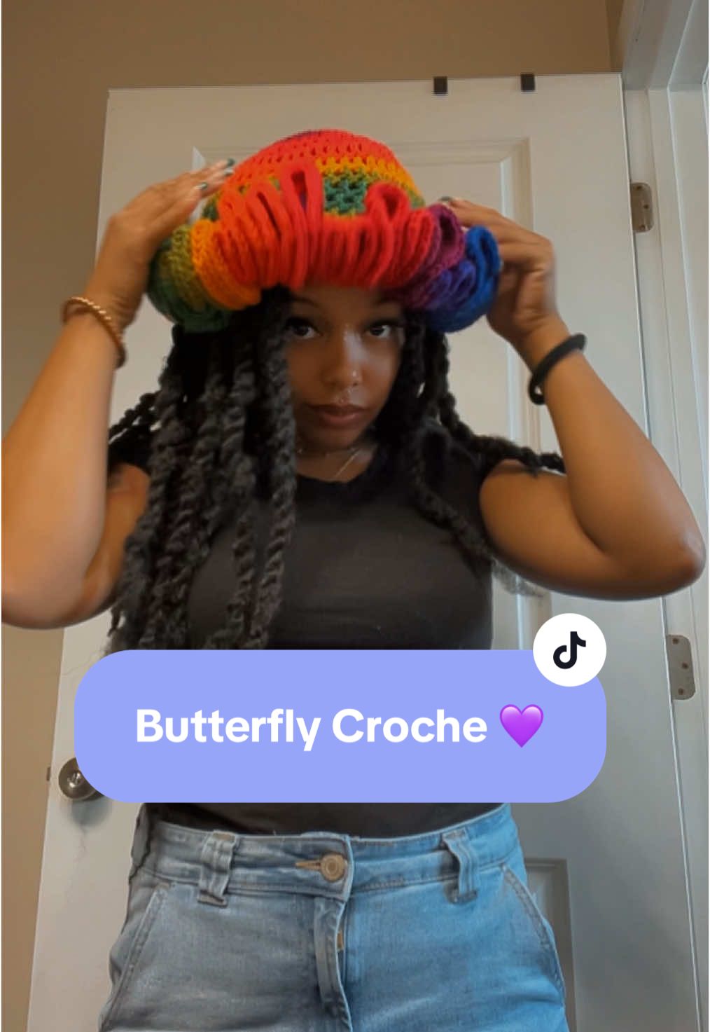 A post by @the_erica_lache on TikTok caption: Link in bio for the hat 💜😊#pride #wlw #lgbt🌈  #pridemonth🏳️‍🌈 