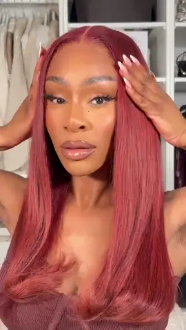 A post by @itsmariammusa1 on TikTok caption: #ad Garnier GOOD’s Pomegranate Red gave this black wig a whole new life ✨ the colour, the shine, the softness… I’m OBSESSED! Good hair days only from here! ❤️‍🔥 #ad #GarnierGOOD #makeitGOOD @Garnier 