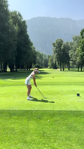 A post by @graceeecharisss on TikTok caption: Par 3 in Switzerland #golf 