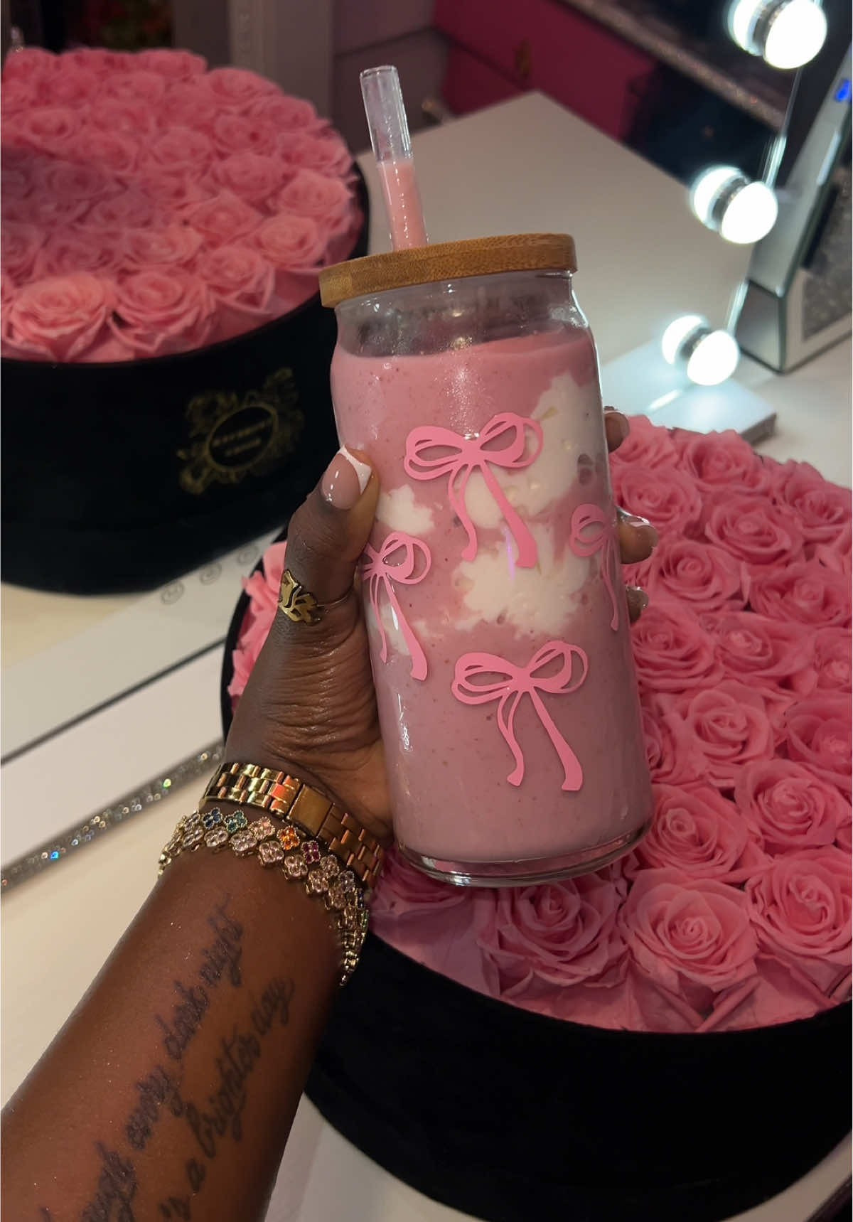 A post by @niciaakayyy on TikTok caption: Pink Pink Pink!🎀🎀🎀#coquetteaesthetic #fypシ #pink #icedcoffecup #coquette #coquettegirl 