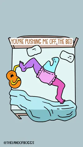 A post by @thelandofboggs on TikTok caption: Boggo takes the whole bed #animation #boggs #bedsharing