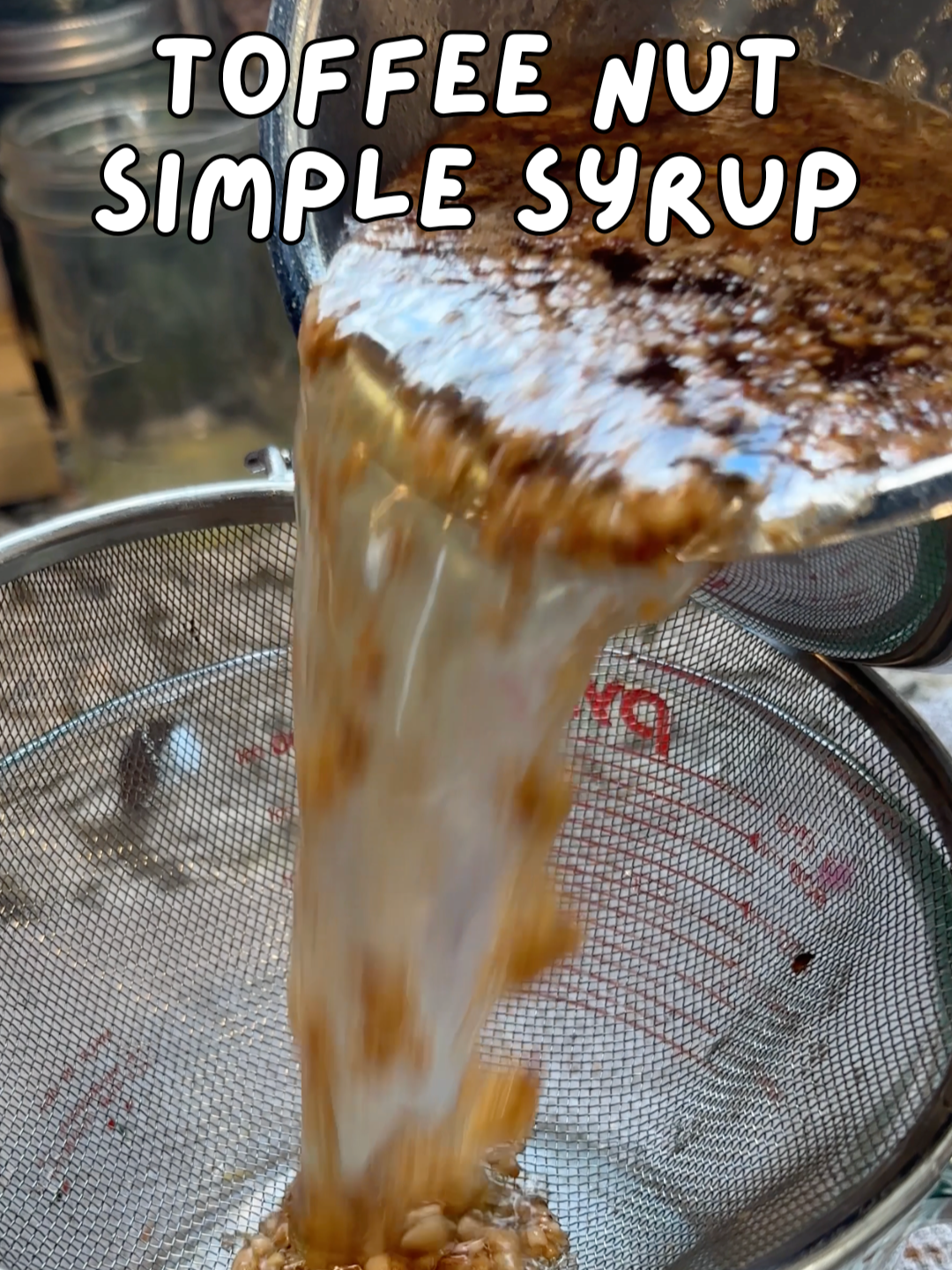 A post by @livingplanetfriendly on TikTok caption: Toffee Nut Simple Syrup 1 cup white sugar 1 cup filtered water 1 cup toffee bits Purchase Simple Syrups From Scratch at the link in my bio on my website shop #SimpleSyrup #SimpleSyrupsFromScratch #FromScratch #Recipes #SimpleSyrups #CoffeeSyrups #LowWaste #Sustainable #Sustainability #Ecofriendly #Recipe  #ToffeeNutSimpleSyrup