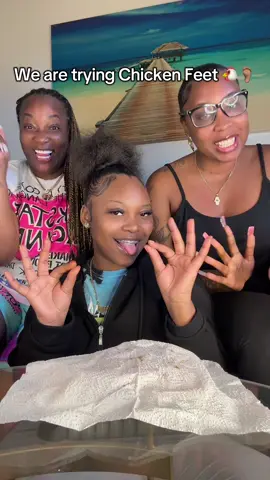 A post by @aushyyyyy on TikTok caption: we tried and it was a fail 🤣😫 ima just leave the foreign food alone! #fyp #review #foodie #foryoupage❤️❤️ #viral #foryoupage #viralvideo #mrsfyateee #niya #chickenfeet #foodtiktok #funny 