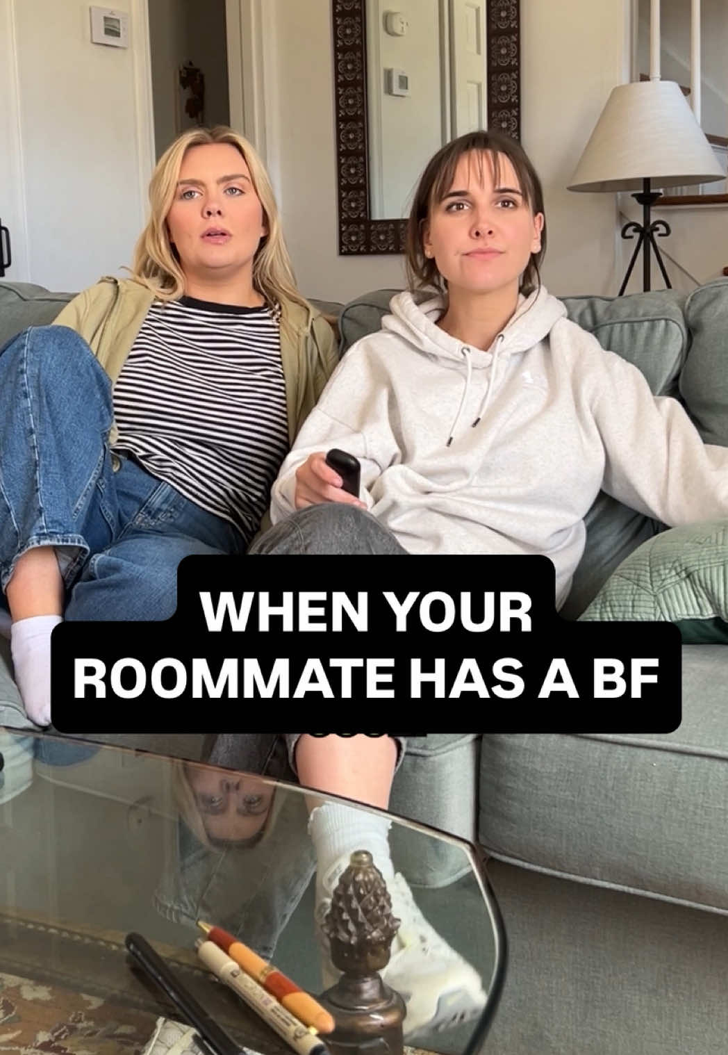 A post by @collegelifeshorts on TikTok caption: he said sorry if he’s in the way @lydia #collegelife #roommate #bestie #boyfriend 