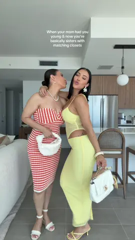 A post by @alexbravoxo on TikTok caption: My mami is visiting 💗 @Amaral ❤️ Do we look like sisters?  #fyp #explorepage #momsoftiktok #toddlermom #youngmom #momlife #hispanicmoms 