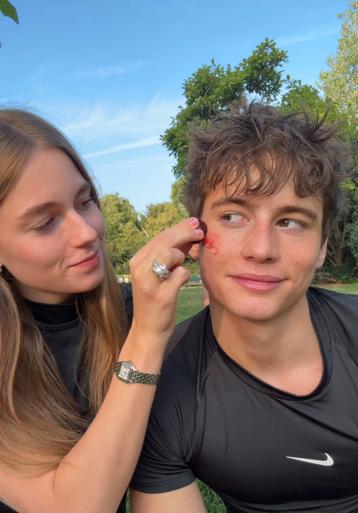A post by @bachbuquen on TikTok caption: The mess at the end😂😂😂 @anna malygon  #fruitmakeup #makeup 