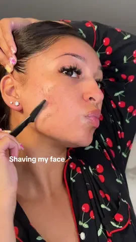 A post by @ on TikTok caption: soooo satisfying to do😭 love the way my skin feels after shaving🪒 #faceshaving #dermaplaning #smoothskin 