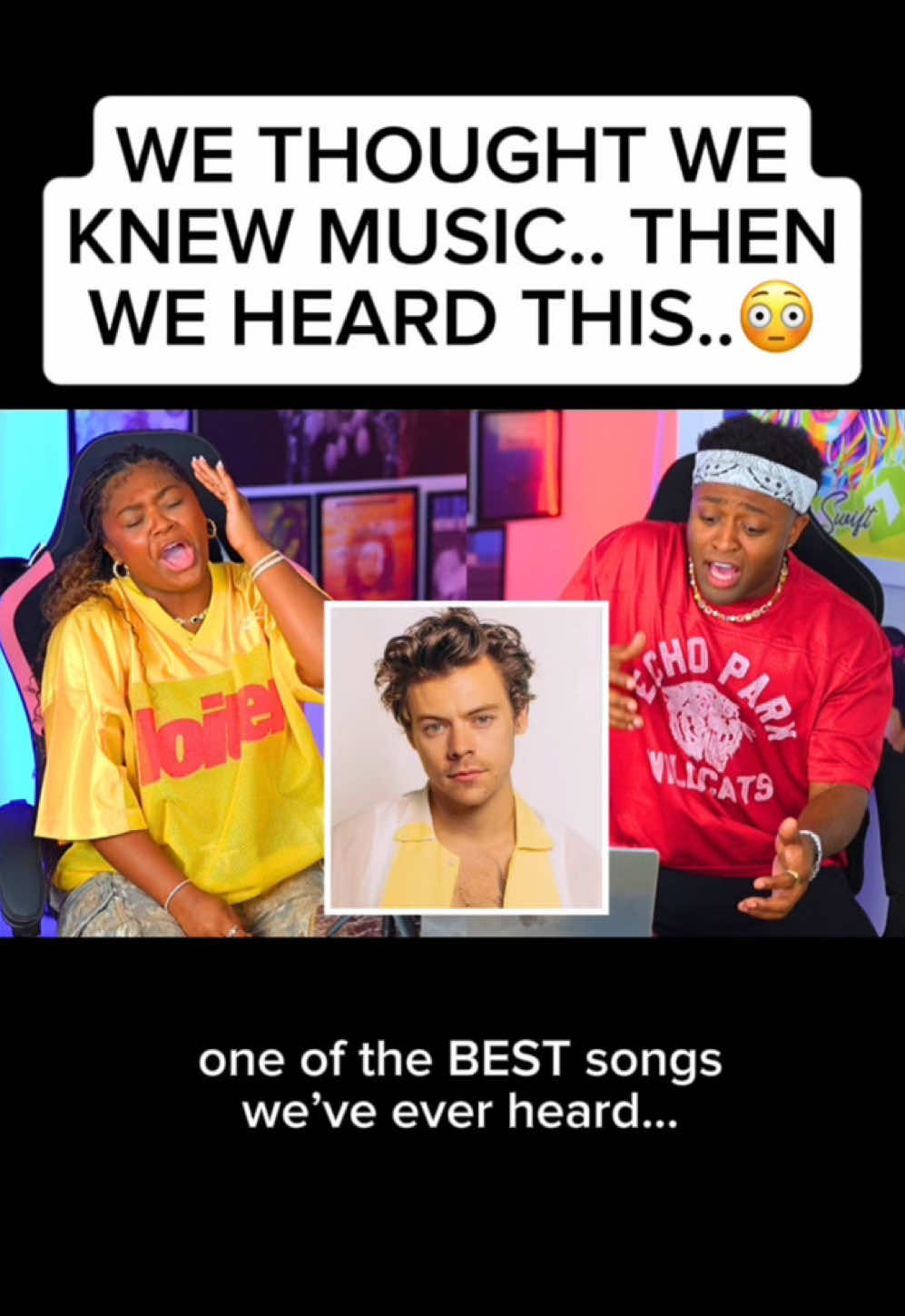 A post by @terryandkaniyia on TikTok caption: Just started listening to Harry’s album “Fine Line”after finishing “Harry’s House” & OMG..🤯🔥 our reaction to his album Harry’s House & 4 songs from “Fine Line” is one Patreon‼️ #harrystyles #liampayne #onedirection #singer #disco #80s #70s #taylorswift #fineline #adoreyou #lightsup #watermelonsugar #reaction #terryandkaniyia #falling 