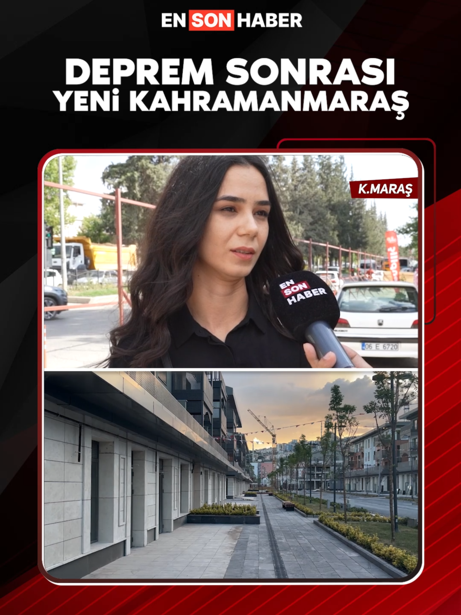 A post by @ensonhaber on TikTok caption: Kahramanmaraş halkı, kısa sürede yapılan deprem konutları hakkında düşüncelerini dile getirdi. #deprem #konut #kahramanmaraş #sokakröportajı
