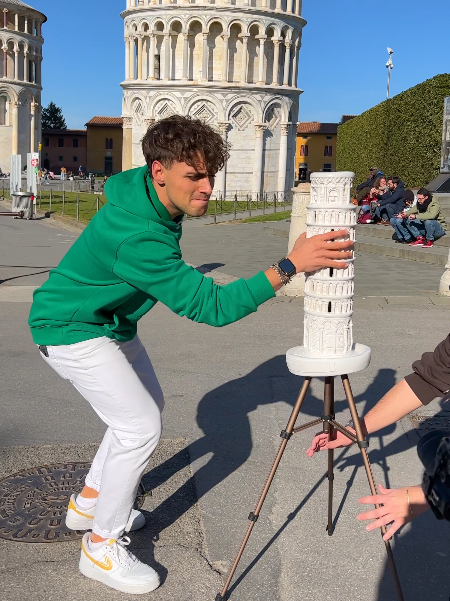 A post by @faffapix on TikTok caption: Pt.1 I broke the Tower of Pisa😬 Check my profile for the result💥 #teamfaffapix #behindthescenes #pisa #italy #tower