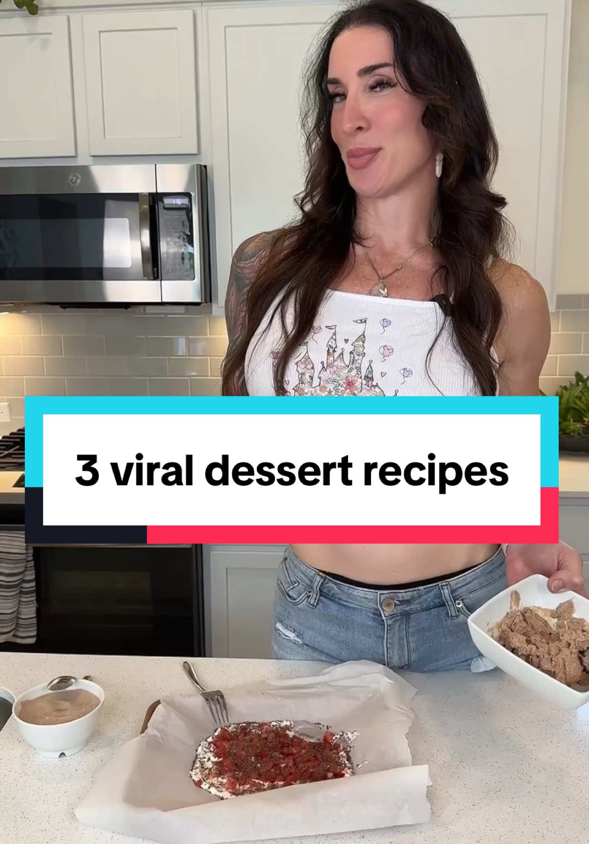 A post by @gabbituft on TikTok caption: 3 viral recipes - are they Gabbi approved? Recipes below! - Details in my profile for my coaching or go to coachgabbi.com ☺️ - Frozen Yogurt Bark Greek Yogurt - container Oikos triple zero vanilla 2 Strawberries 1 tsp Choc shavings -spread yogurt on parchment lined baking sheet -add toppings -freeze - Banana Ice Cream 2 Frozen bananas 1 Tbsp Cocoa powder 2 Tbsp Peanut butter 1 container Oikos Triple Zero Vanilla -add all ingredients to blender -pour into container and freeze - Cottage Cheese Ice Cream 1 cup low-fat cottage cheese 2 Tbsp peanut butter 1-2 Tbsp siete honey 1 scoop choc. protein powder - Truvani choc 2-3 Tbsp mini dk choc chips -blend all but choc chips -pour into dish and stir in choc chips -freeze 2-3 hours; stir every 30 min -let sit for 5-10 min before eating - #healthy #dessert #nutrition 