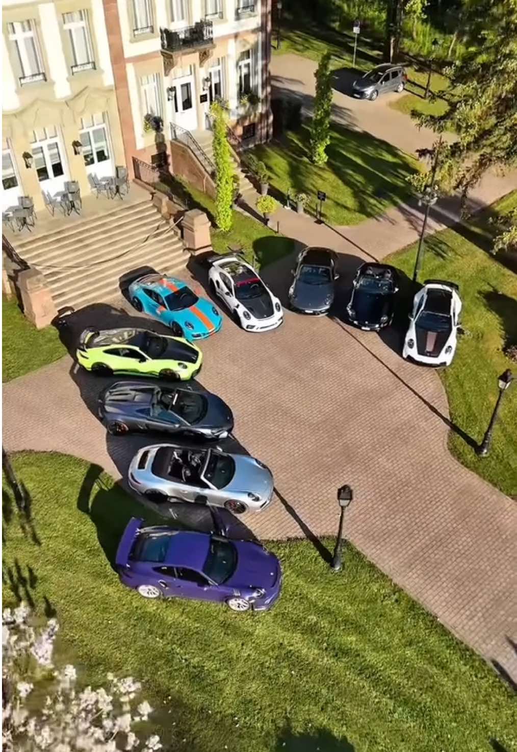 A post by @porsche on TikTok caption: Parked like royalty. 👑 📼 @shaun.cars 