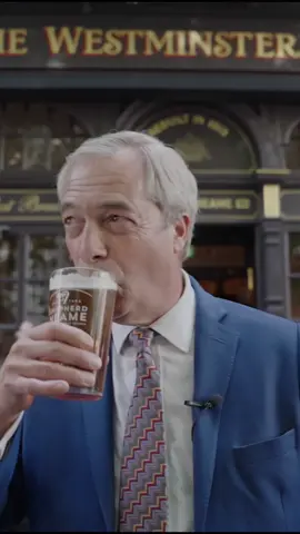 A post by @nigel_farage on TikTok caption: My response to the spending review. 🍺 