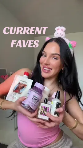 A post by @victoriasamson on TikTok caption: my current faves 💗✨🫶🏼 #currentfavorites #monthlyfavorites @Glow Recipe @lemme @Josie Maran @LUSH @anua_global @MakeUpForEverUSA @THE OUAI @Coco & Eve US @The 7 Virtues Perfume 