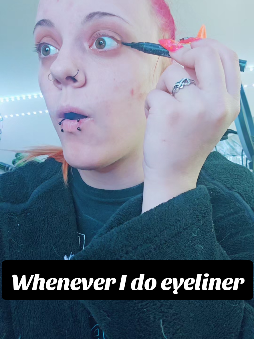 A post by @clawed_beauty101 on TikTok caption: Let's make it BIGGER!!!!! #eyeliner #makeup #emo #emogirl 