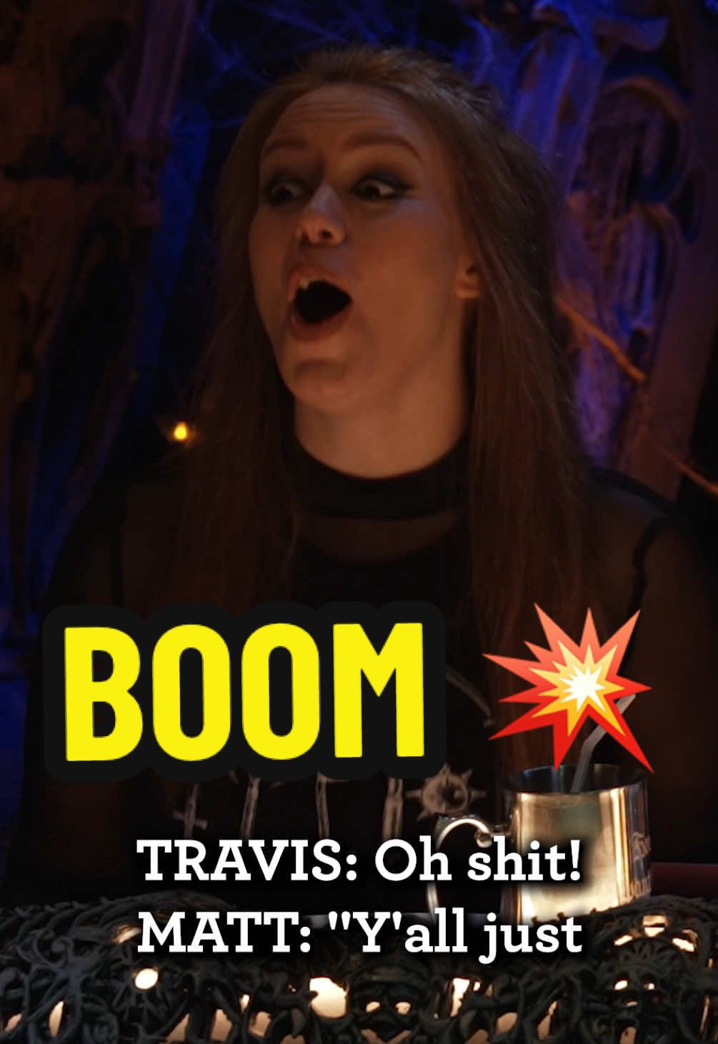 A post by @criticalrole on TikTok caption: SCREW YOU MAN 💥 😱 Game Master @MatthewMercerVO jump scares our already-wary survivors as the dark fantasy tension builds in #AgeOfUmbra Episode 2 - "The Lost Monastery", available now on YouTube and BEACON! 💀 🕯 @Smashley Johnson @WillingBlam @Marisha Ray641 @SamRiegel  #criticalrole #daggerheart #ttrpg #tabletop #actualplay #horror #darkfantasy #fantasy #survival #voiceactor #voiceacting #improv #youtube #twitch #matthewmercer #ashleyjohnson #marisharay #laurabailey #traviswillingham #liamobrien #taliesinjaffe #samriegel #gamemaster #soundeffects #horror #boom #jumpscare