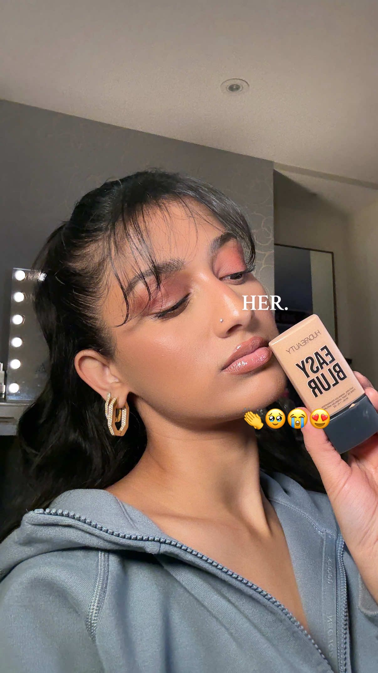 A post by @jawarshere on TikTok caption: My friend said: “your base usually looks good but today IT LOOKS LIKE A FILTER IRL” and I agree with her. loveeeeee this foundation @Huda Beauty in the shade 330 N 🥹🤝 #makeupreview 