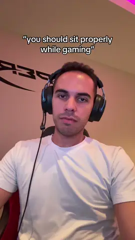 A post by @hyperx on TikTok caption: “why does my back hurt?” 🤔 #gamer #Gaming #gamingheadset #gamingmicrophone #gamingsetup #desksetup #gamingmouse #GamingonTikTok 