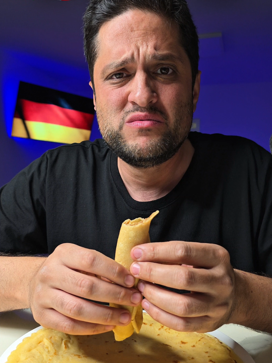 A post by @karimssurvivalkitchen on TikTok caption: Pancake Mukbang 🇮🇹🇩🇪🇳🇱🇷🇺 #TikTokFood #asmr #mukbang 