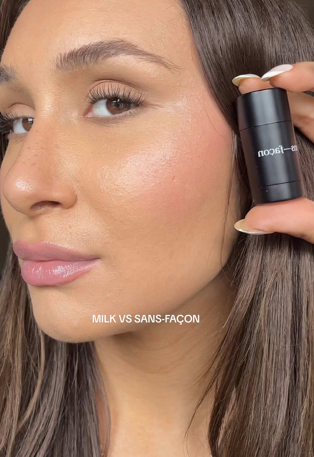 A post by @meleksev_ on TikTok caption: @milkmakeup VS @Sans-Facon Cosmétiques  !! #CapCut #milkmakeup #fypmtl #MakeUpArtist 