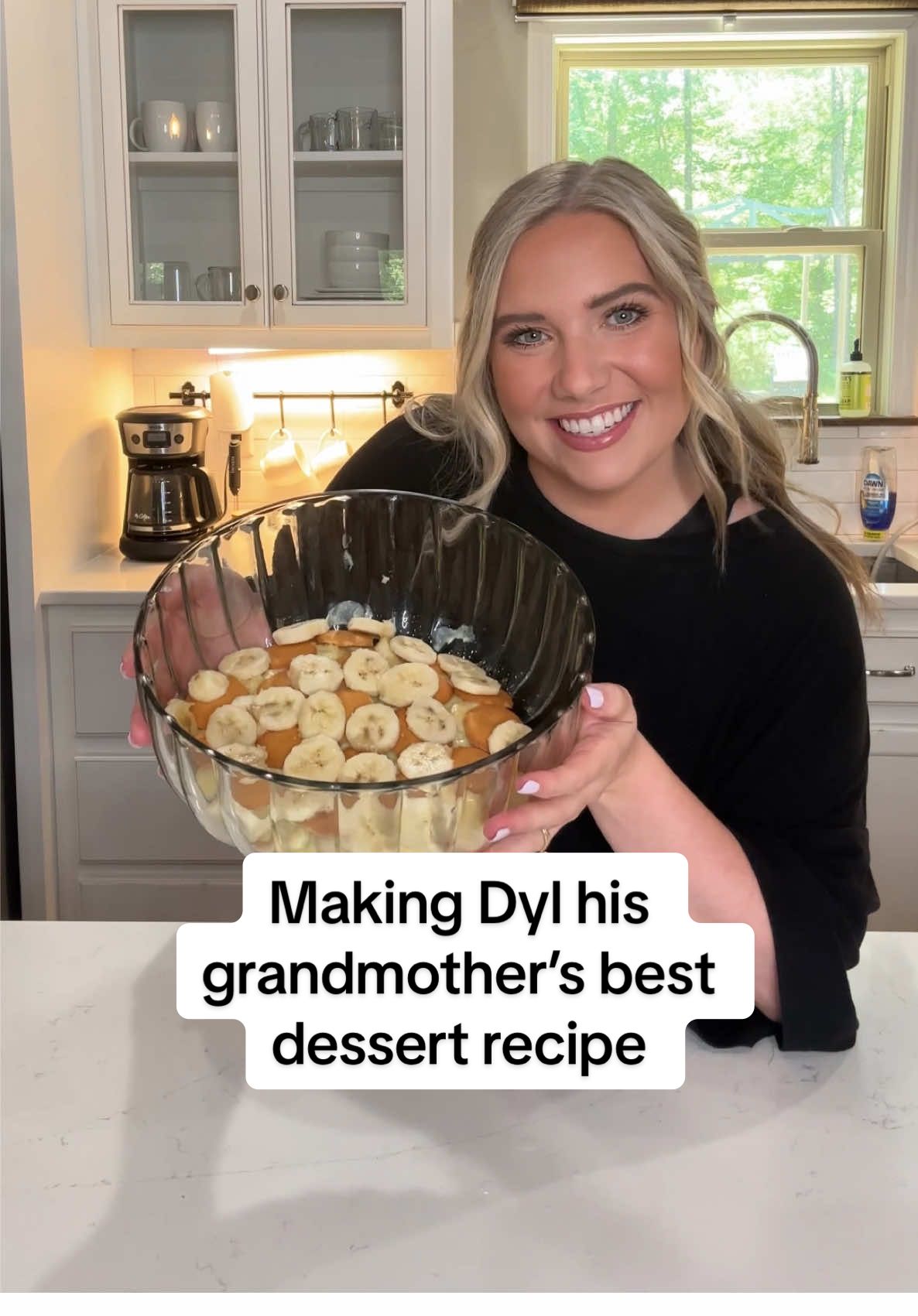 A post by @shelbanddyl on TikTok caption: Not exactly how I pictured it going 🤣 #shelbanddyl #food #cooking #bananapudding #couples #relationships 