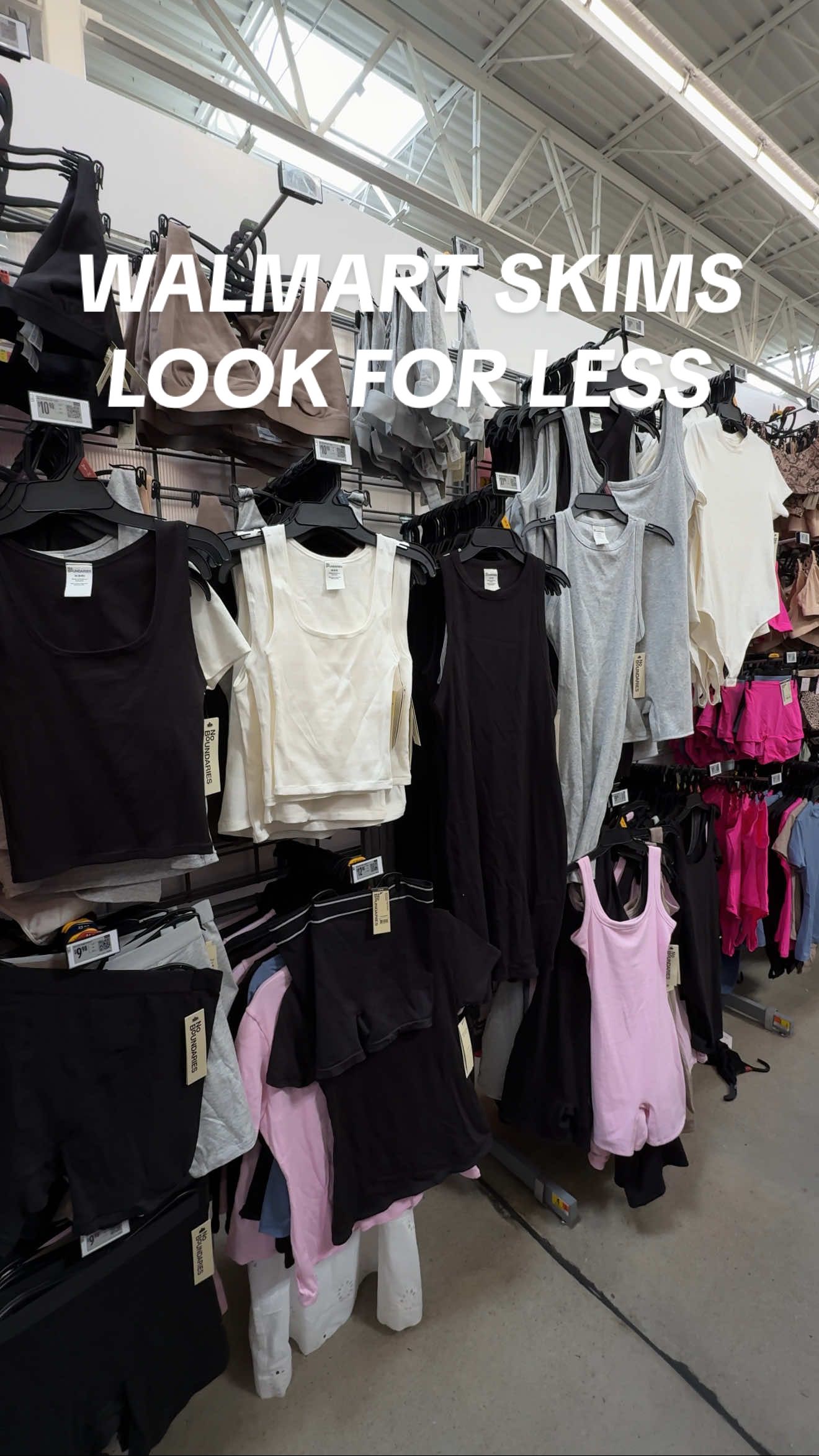 A post by @couponingwithtina on TikTok caption: GIRLS — have y’all seen this no boundaries collection @Walmart ?! 👀 I was SHOCKED… It’s totally giving skims for a fraction of the price ✨  #dupe #walmart #skims #lookforless #howtosave #walmartfinds