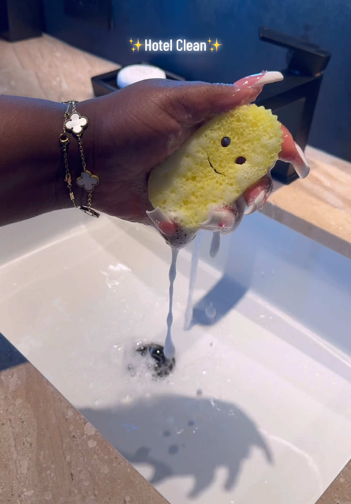 A post by @operation_niki on TikTok caption: Turning my hotel room into my home away from home!🧽🫧✨ #clean #cleanwithme #cleaningmotivation #CleanTok #cleanhome #organizedhome #hotelcleaning #hotelclean #cleaningtips #asmr #cleaninghacks #scrubdaddy