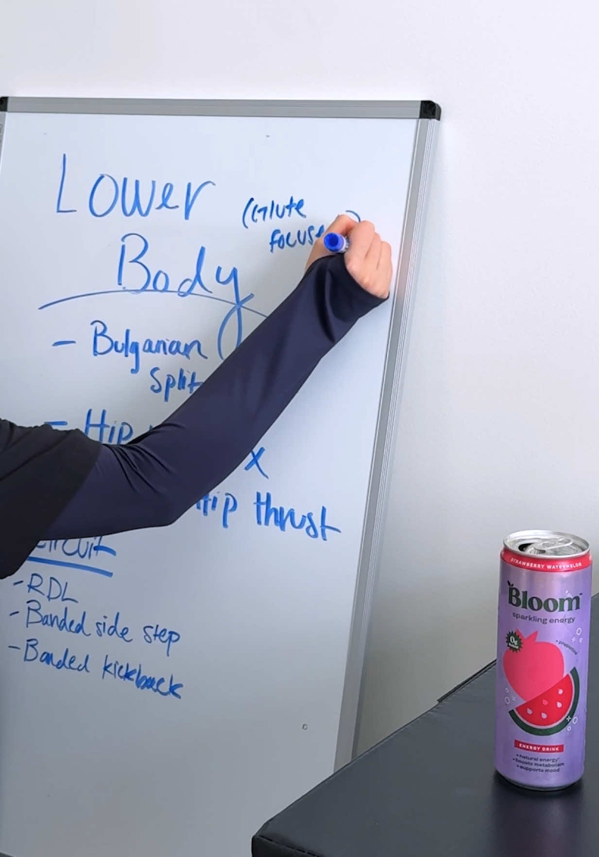 A post by @leanadeeb on TikTok caption: lower body workout, from home or in the gym 🤍 full details on insta + drinking my favorite @Bloom Nutrition energy #bloompartner 