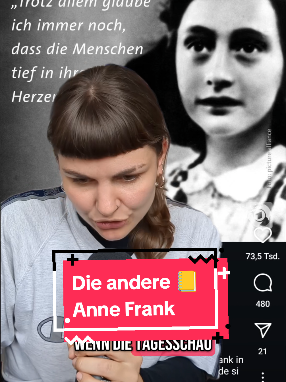 A post by @keine.erinnerungskultur on TikTok caption: Heute wäre Anne Frank 96. Jahre alt geworden. 