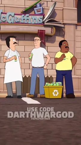 A post by @darthwargod on TikTok caption: Cleveland Brown, Hank Hill and Bob Belcher are coming to Fortnite! Thank you @Fortnite Official for gifting me it. #epicpartner #clevelandbrown #hankhill #bobbelcher #familyguy #memes #fortnite #darthwargod 