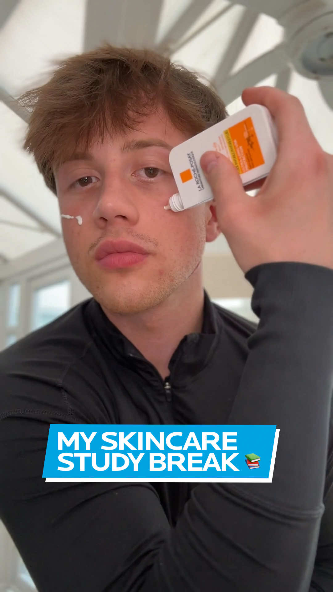 A post by @larocheposay on TikTok caption: Studying hard 🤝Having stress-related acne It’s time to soothe and hydrate with @LawbyJames|Law & Study ⚖️📚 as he shows us how he relaxes during an intense study session.  From all-nighters to early classes, Effaclar helps manage stress-related breakouts while Anthelios keeps your skin protected.📚 Drop your study break tips below!  #larocheposay #skincare #skintok #studysession #skincarebreak 