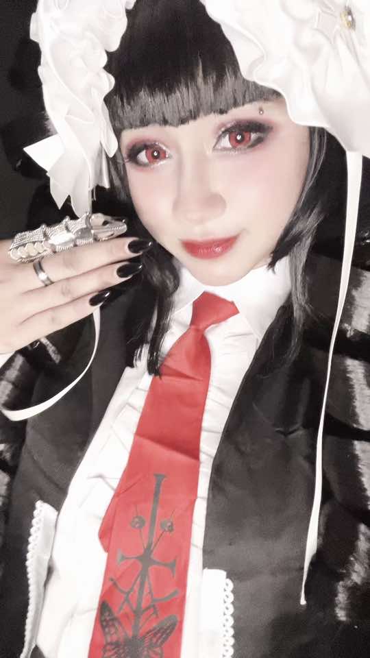 A post by @ilovedogboys999 on TikTok caption: oldddd draft i’m remaking this cos now 😼 #celestialudenberg #celestialudenbergcosplay #danganronpa #danganronpacosplay #triggerhappyhavoc #cosplay #anime #videogame #whitewashed #fypシ #cosplayer #danganronpathh #danganronpathhcosplay 