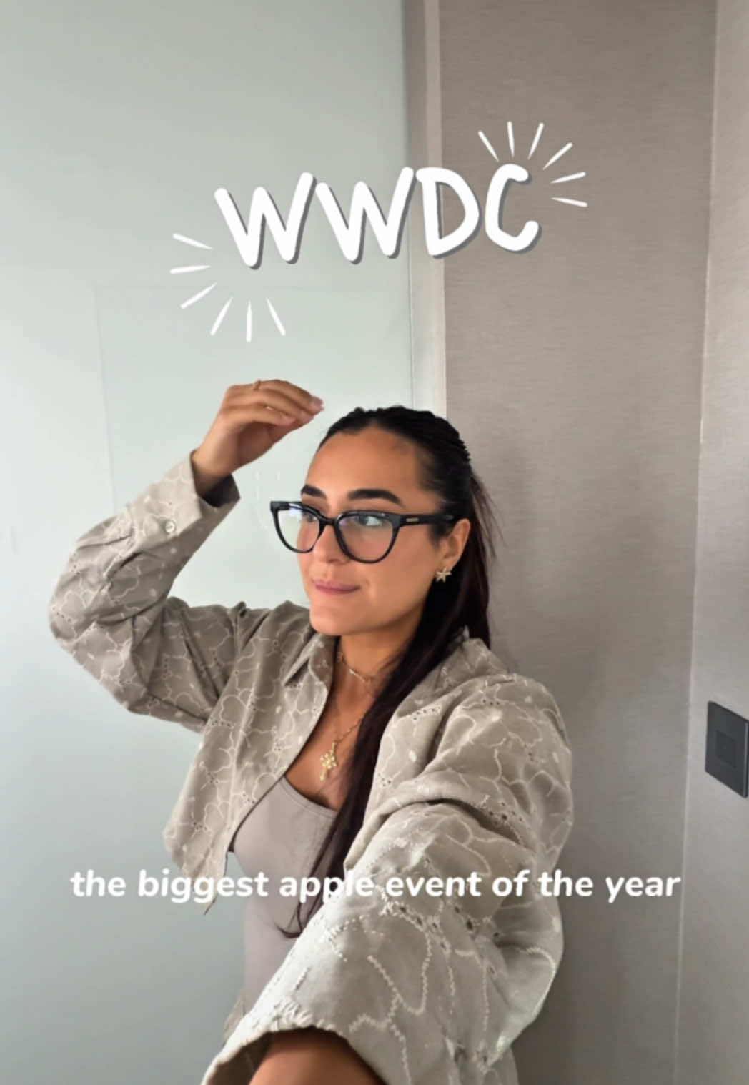 A post by @itsangelicageorges on TikTok caption: Switch DOubting for DOing and put yourself out there, take up space, do what you’re good at because who knows where it can lead? Who ever thought little old me from a random city in Montreal, Canada would end in IN CALIFORNIA FOR APPLE’S BIGGEST EVENT OF THE YEAR? I used to want to work for Apple when I was 16, now I’m here. Stop doubting yourself and make this lifetime worth it!! #wwdc #wwdc25 #apple #alignment #contentcreation #womenintech #ios26 
