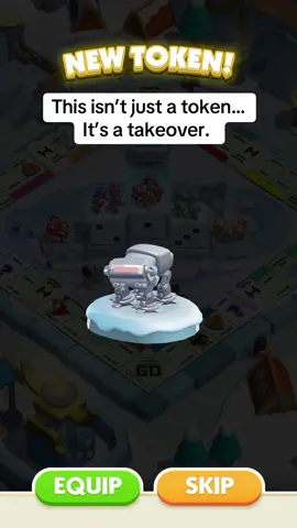 A post by @monopolygo on TikTok caption: Fuel up, floor it, and win the AT-AT token. 