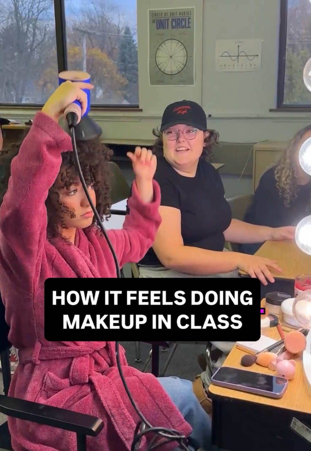 A post by @collegelifeshorts on TikTok caption: if you know you know #collegelife #makeuplover #girls #class 