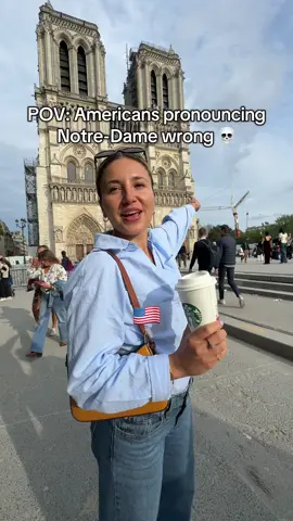A post by @atfrenchies on TikTok caption: It’s notRRRe Dame 🤬 #Paris #American 
