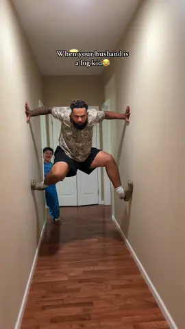 A post by @thekelleyfamily on TikTok caption: He’s like this 24/7 😂😂😂 #husband #comedy #bigkid #fyp 