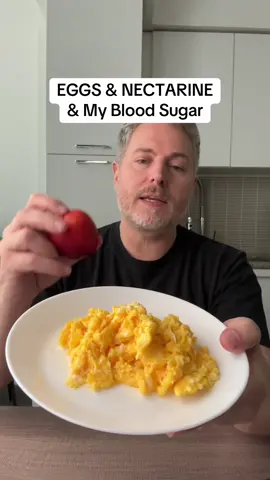 A post by @insulinresistant1 on TikTok caption: Eggs and nectarine and my blood sugar. How do they affect my glucose levels? ##bloodsugar##glucose##insulinresistant1##eggs##nectarine