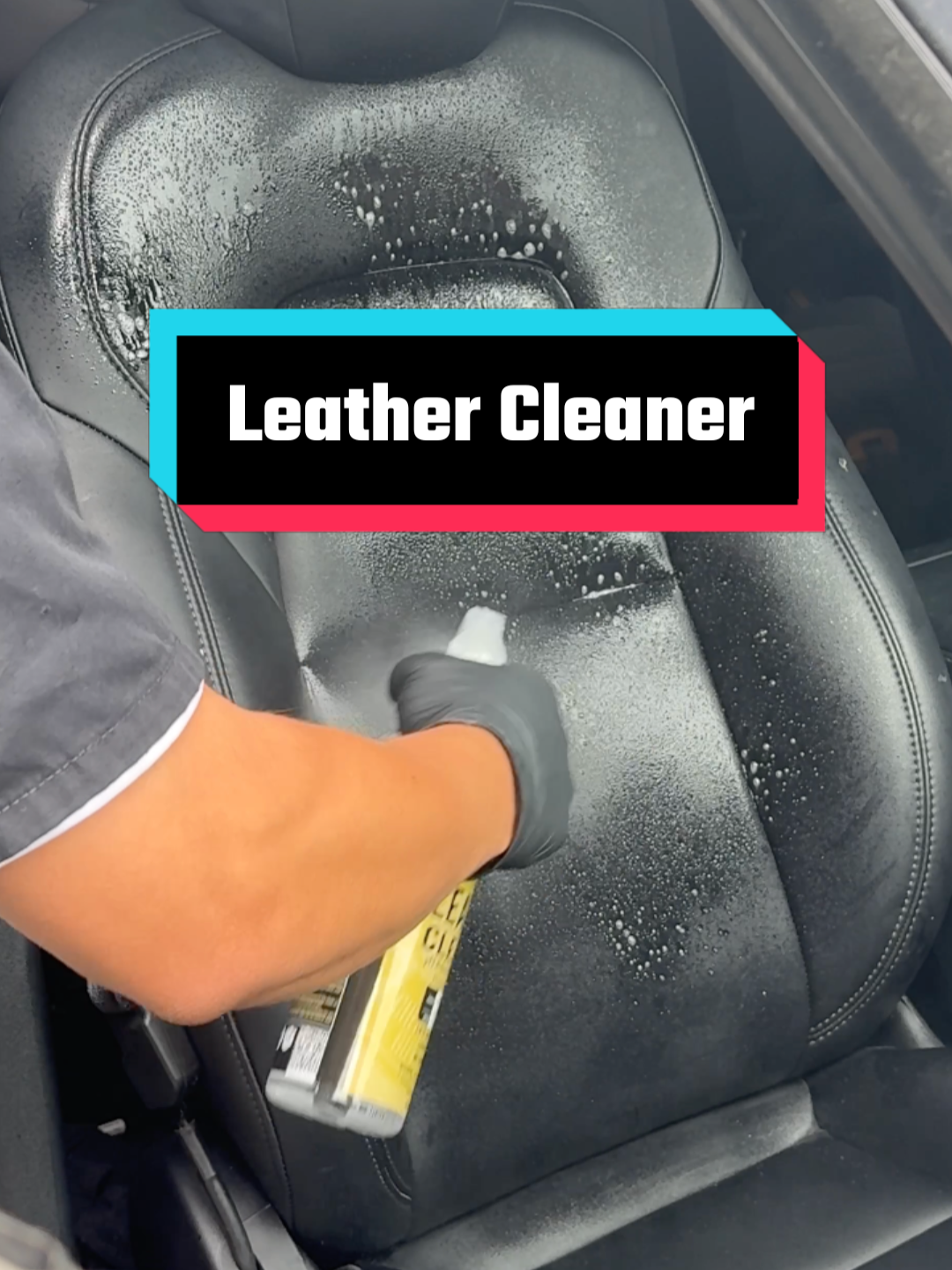 A post by @chemicalguys on TikTok caption: Look at this leather seat TRANSFORMATION 🤯 #leatherseats #leather #tesla #leathercare #leathercleaner #CleanTok #chemicalguys #DetailTherapy #DetailHack #detailersoftiktok #carsoftiktok