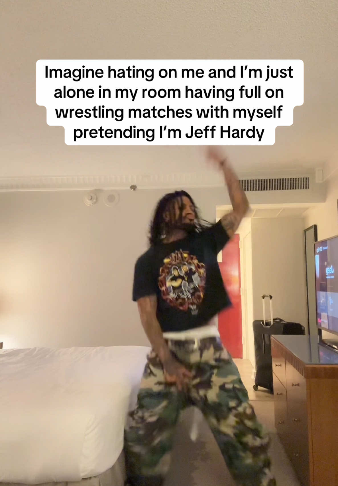 A post by @dontcalldom on TikTok caption: Jeff Hardy 🐐 >>> #wwe #jeffhardy #wwefan 