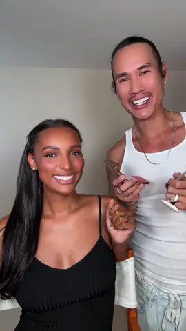 A post by @patrickta on TikTok caption: GRWM w/ @Jasmine Tookes @Patrick Ta Beauty @Brunel 